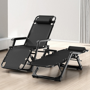 Sillón de playa negro para exteriores, sillón de relajación ajustable portátil con almohada para acampar, Picnic, natación - Product Image 2