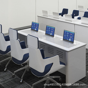Console de contrôle intelligente sans papier 300015A, table de conférence en MDF gris clair avec écran d'affichage pour salle de réunion et bureau - Product Image 2
