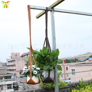Plateau créatif en cuir PU pour pot de fleurs, panier suspendu pour plantes succulentes, verdure d'intérieur, fleurs, décoration de jardinage. - Product Image 2