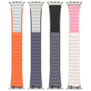 Bracelet en silicone magnétique respirant pour <span class=keywords><strong>Apple</strong></span> Watch Ultra 11/10/9/8/7/6/5/4/3/2/1/SE Tailles 38-49 mm Bracelet de haute qualité et tendance - Product Image 2