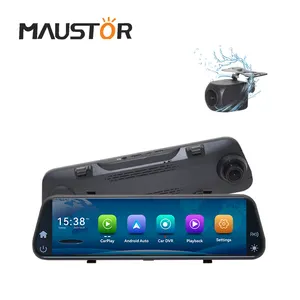 Maustor 9.66 Inch Dash Cam Rearview Mirror With Camera Mirror Dashcam Front And Rear 4k Dashboard Camera For Car