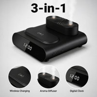 3-en-1 Diffuseur d'arômes pour maison intelligente de luxe Humidificateur à ultrasons Horloge de parfum Alarme d'aromathérapie Diffuseur d'huiles essentielles silencieux