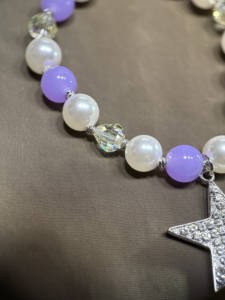 Nieuwe elegante paarse en witte kristallen kralen sterhanger voor huisdieren - Product Image 3