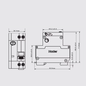Interruptor Automático <span class=keywords><strong>Nader</strong></span> NDB1CL-32 Nuevo y Original, 1-4P, 230/240V, 50/60Hz, 6-32A Protección Contra Fugas - Product Image 3