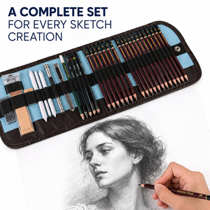 Ensemble de crayons à dessin et à croquis professionnels Xin Bowen de 34 pièces avec crayons en graphite et en fusain pour artistes, adultes et débutants - Product Image 3