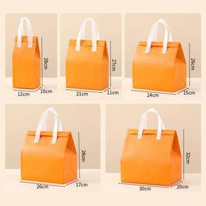 Bolsas de Picnic Personalizadas para Entrega de Comida y Café, Bolsas Desechables Autoadhesivas de Tela No Tejida, Bolsa Refrigerante Portátil Naranja para Llevar - Product Image 5