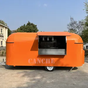 Pizza Oven Makanan Truk Fabrikasi Jalan Hot Dog Kereta Kopi Makanan Van Makanan Trailer dengan Dapur Penuh USA