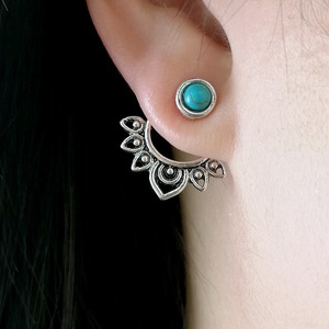 Orecchini vintage rimovibili con pietre intarsiate a forma di loto, regalo da donna per feste o per tutti i giorni in stile bohémien - Product Image 2