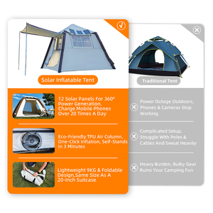 <span class=keywords><strong>Tente</strong></span> de camping solaire 120W avec batterie intégrée, <span class=keywords><strong>tente</strong></span> solaire gonflable légère avec colonne d'air en TPU pour les activités de plein air - Product Image 3
