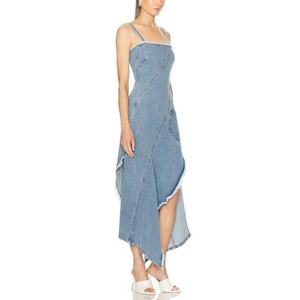 เดรสยีนส์คุณภาพสูงมาใหม่สำหรับผู้หญิง สายเดี่ยวเซ็กซี่ สไตล์วินเทจ ล้างสีแบบเอซิด ทรงเข้ารูปยาว แม็กซี่เดรสยีนส์ OOTD - Product Image 2