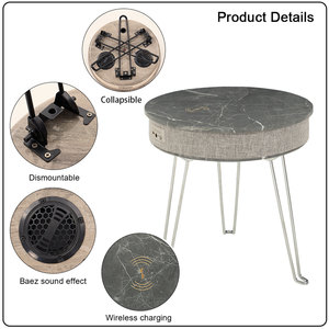 斯堪的纳维亚风格智能音乐茶几多功能无线充电蓝牙音频可折叠小侧客厅 - Product Image 4