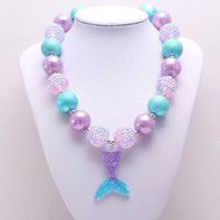 Joyería de moda Popular colorido gran cuenta aleación tres esmalte Color sirena cola encanto Collar para niños