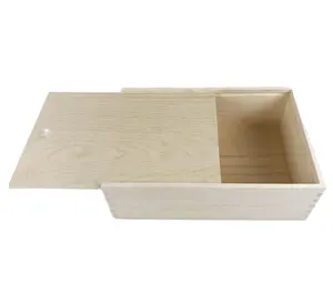 Boîte-cadeau en bois de taille personnalisée, non fini, bon marché, utilisée pour emballer des boîtes en bois dans des boîtes à glissière en bois en vrac