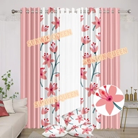 Vente en gros de rideaux à œillets imprimés de haute qualité 7 pièces avec housses de coussin assorties pour le salon