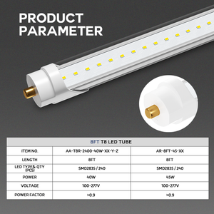 AIER-bombillas de luz <span class=keywords><strong>Led</strong></span> ETL DLC de 96 '', Base FA8 de 45W, tubo con OEM ODM, iluminación interior de 130LM/W, repuesto de bombillas fluorescentes, T8 - Product Image 6