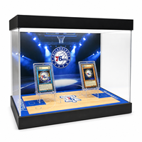 TERMEIN Vitrine rotative personnalisée pour cartes à collectionner avec LED, présentoir verrouillable en acrylique pour cartes de sport gradées, idéal pour comptoir de vente au détail
