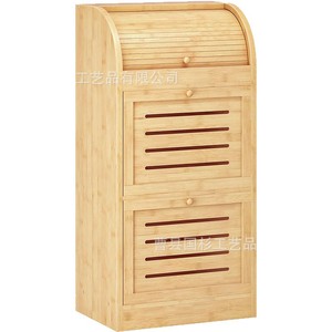 Caja de pan de bambú de tres niveles con compartimentos cubiertos para usar en la encimera de la cocina. - Product Image 5