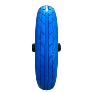 Roue de brouette anti-crevaison PU1411 14x3.50-8, pneu en mousse PU bleu de 14 pouces, jante en acier, trou d'axe de 5/8 po, pour chariot de jardin - Product Image 4