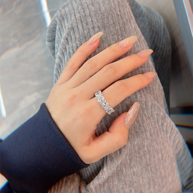 Hot Sale 925 Sterling Silver With Oval Shape 5A CZ Cubic Zirconia Diamond Wedding Engagement Ring Party Jewelry Gift for Women