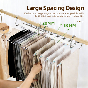 Porte-pantalons en acier inoxydable à forte capacité de charge, multicolores, pliable, 5 niveaux / 9 niveaux, double antidérapant, organisateur de pantalons pour la maison - Product Image 3