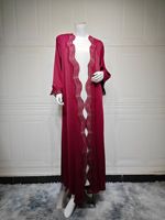 Vêtements islamiques tendance, robe kimono Abaya ouverte, bordure brodée pour femmes musulmanes, pour l'Aïd turc, Ramadan, été