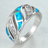 Bague en tungstène incrustée d'opale, bijoux transfrontaliers européens et américains, mode simple, forme géométrique, électroplaqué, pour femmes