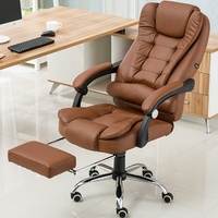 Chaise de bureau en cuir PU 2026, dossier haut, ergonomique, pivotante, avec repose-pieds et support de massage