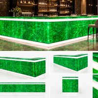 Table de bar de luxe en marbre vert avec éclairage LED pour boîte de nuit, hôtel, bar à vin, design de mobilier