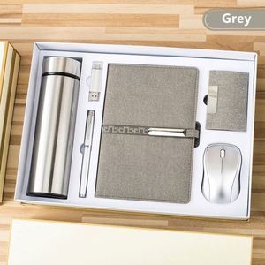 ชุดของขวัญธุรกิจสำหรับผู้ชาย ประกอบด้วยสมุดโน้ตคุณภาพสูง ปากกา แก้วน้ำสุญญากาศ พร้อมที่ใส่บัตร/แฟลชไดรฟ์ USB และเมาส์ไร้สาย - Product Image 5