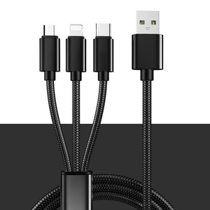 도매 USB 2A 충전 케이블 3 in 1 휴대용 USB-A to 타입-C 마이크로 아이폰 1.2M 케이블 나일론 브레이드 삼성 화웨이용 - Product Image 3