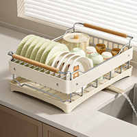 Modern roestvrijstalen afdruiprek, enkelvoudig, voor op het aanrecht, voor borden, kommen en bestek