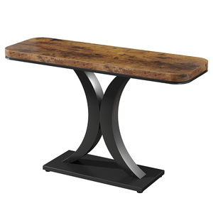 <span class=keywords><strong>Mesa</strong></span> <span class=keywords><strong>Consola</strong></span> <span class=keywords><strong>Industrial</strong></span> de 40 Pulgadas con Base Geométrica Estrecha, Mesas de Entrada para Recibidor, Muebles para Sala de Estar - Product Image 5