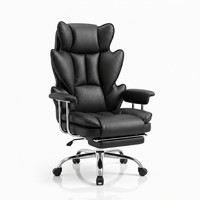 Chaise de bureau pivotante ergonomique moderne en cuir PU, dossier haut, avec appui-tête, soutien lombaire, hauteur réglable