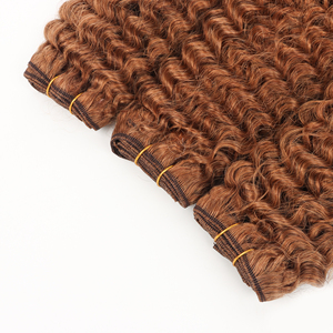 Ciocche di <span class=keywords><strong>Capelli</strong></span> Umani Vergini Birmani Ricci 100% Naturali, Colore Personalizzabile # 6 <span class=keywords><strong>Extension</strong></span> per <span class=keywords><strong>Capelli</strong></span> in Rame Intrecciato - Product Image 1