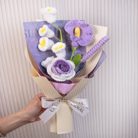 Bouquet de fleurs en fil tricoté Calla Lily Rose, cadeau fait main pour la fête des mères, la saison des diplômes, la Saint-Valentin
