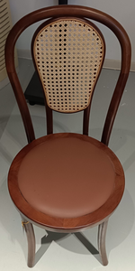 Modern Sonet Rattan Dining <b>Chair</b> with <b>Cane</b> Backrest PU Leather Upholstery | Commercial Restaurant & Cafe Dining <b>Chair</b> - Product Image 2