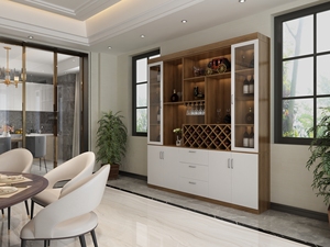 Ensemble de salle à manger moderne de luxe léger avec armoire à vin intégrée et écran LED, maison haut de gamme - Product Image 4