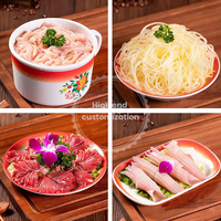 Vaisselle en mélamine de Style chinois assiette à dîner rouge et blanc bol plat fleurs plantes vaisselle personnalisée ensemble rouge