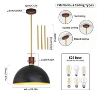 Lampe suspendue industrielle en fer et bois, luminaire moderne en bois massif, lampe suspendue