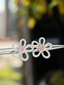Bijoux de luxe Xinfly, or véritable 18 carats, diamant rose naturel 0,13 ct, diamant naturel 0,33 ct, style fleur, boucles d'oreilles pour femmes - Product Image 4