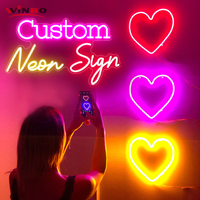 Winbo Rose Romantique Suspendu Acrylique Néon Lumière Alimenté Led Coeur Enseigne Au Néon Pour Mur Enfants Chambre De Mariage Fête Valentine Décor