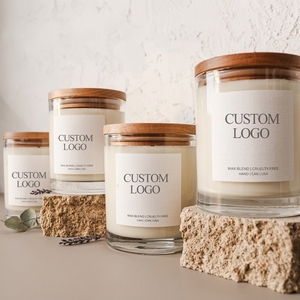 Candela Profumata Artigianale <span class=keywords><strong>di</strong></span> Lusso in Cera <span class=keywords><strong>di</strong></span> <span class=keywords><strong>Soia</strong></span> con Etichetta Privata, Personalizzabile per l'Arredamento Domestico, in Vaso <span class=keywords><strong>di</strong></span> Vetro Trasparente - Product Image 1