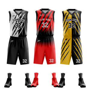 批发新款时尚设计印花升华篮球制服套装定制标志刺绣空白男式篮球衫 - Product Image 2