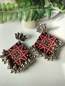 ต่างหูแบบผ้าทำมือต่างหูน้ำหนักเบาพร้อมออกซิไดซ์ทำงานนอกสถานที่แบบลำลองต่างหูแนวโบฮีเมียนเก๋ไก๋ - Product Image 4