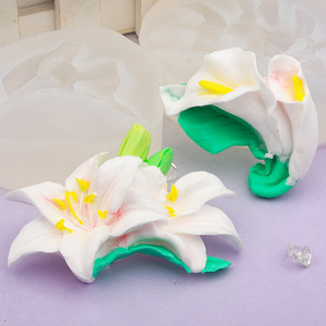 Molde de Silicona 3D de Lirio y Acordeón para Decoración de Pasteles con <span class=keywords><strong>Fondant</strong></span>, Arcilla, Resina, Velas, Jabón - Molde DIY de Flores para Reposterí<span class=keywords><strong>a</strong></span> - Product Image 2