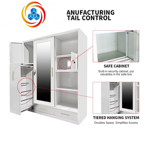 Armario de Acero Personalizado con 3 Puertas Corredizas, Espejo y Cajones, Mueble de Dormitorio, Lemari Pakaian Baja - Product Image 3