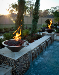 Fuente de fuego de acero corten para exteriores, cuencos de agua y fuego para piscinas - Product Image 4