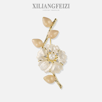 Soldes Exceptionnelles XILIANGFEZI : Broches Fleur de Lotus en Émail Cuivre et Perles, Motif Coquillage Méduse Naturel