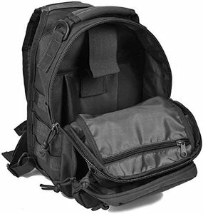 Sac à <span class=keywords><strong>bandoulière</strong></span> tactique camouflage Oxford 600D pour hommes et femmes, pour activités de plein air, avec sangle MOLLE, imperméable, <span class=keywords><strong>bandoulière</strong></span> rembourrée (noir) - Product Image 3