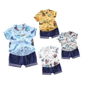 Hot Sale Summer Children Different Design Shirt Short 2PCS Kids Baby Boy Clothing Sets